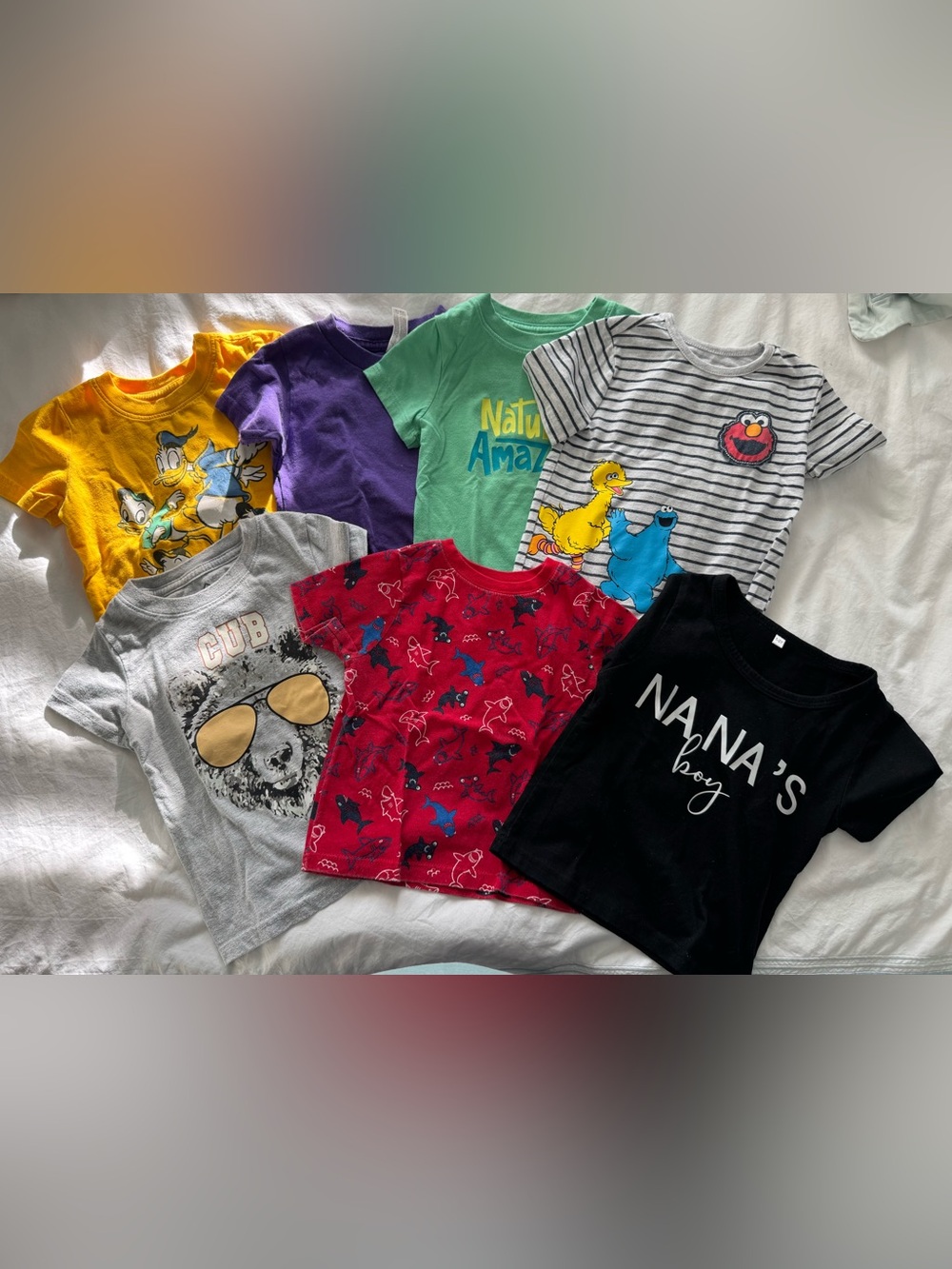 Lot of 7 Short Sleeve Shirts Size 18 months Bear Donald Duck Sesame Street